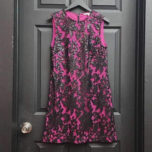 Diane von Furstenberg 'Kaleb' Embellished Shift Dress Black/Hot Orchid - Picture 6 of 16